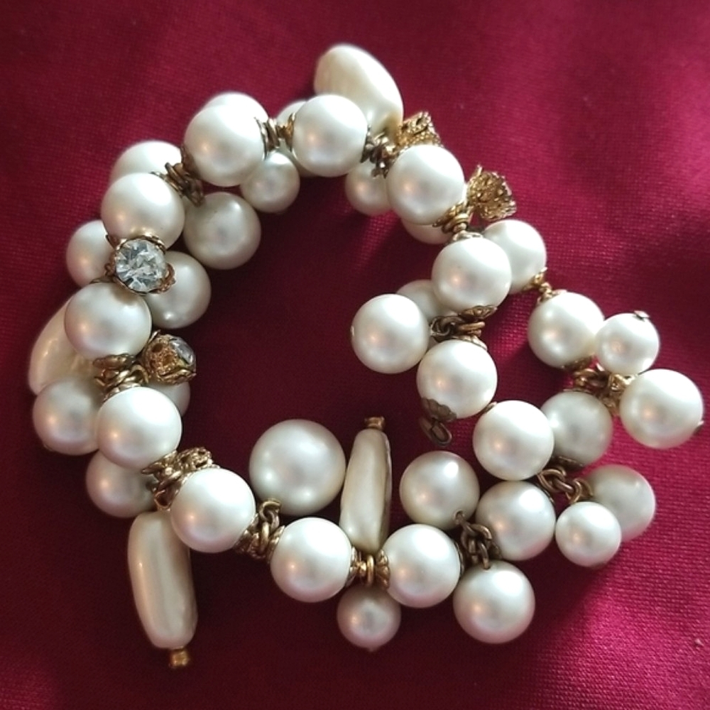 KEEPING  1930s diamond yellow gold large cultured wrap bracelet FINAL